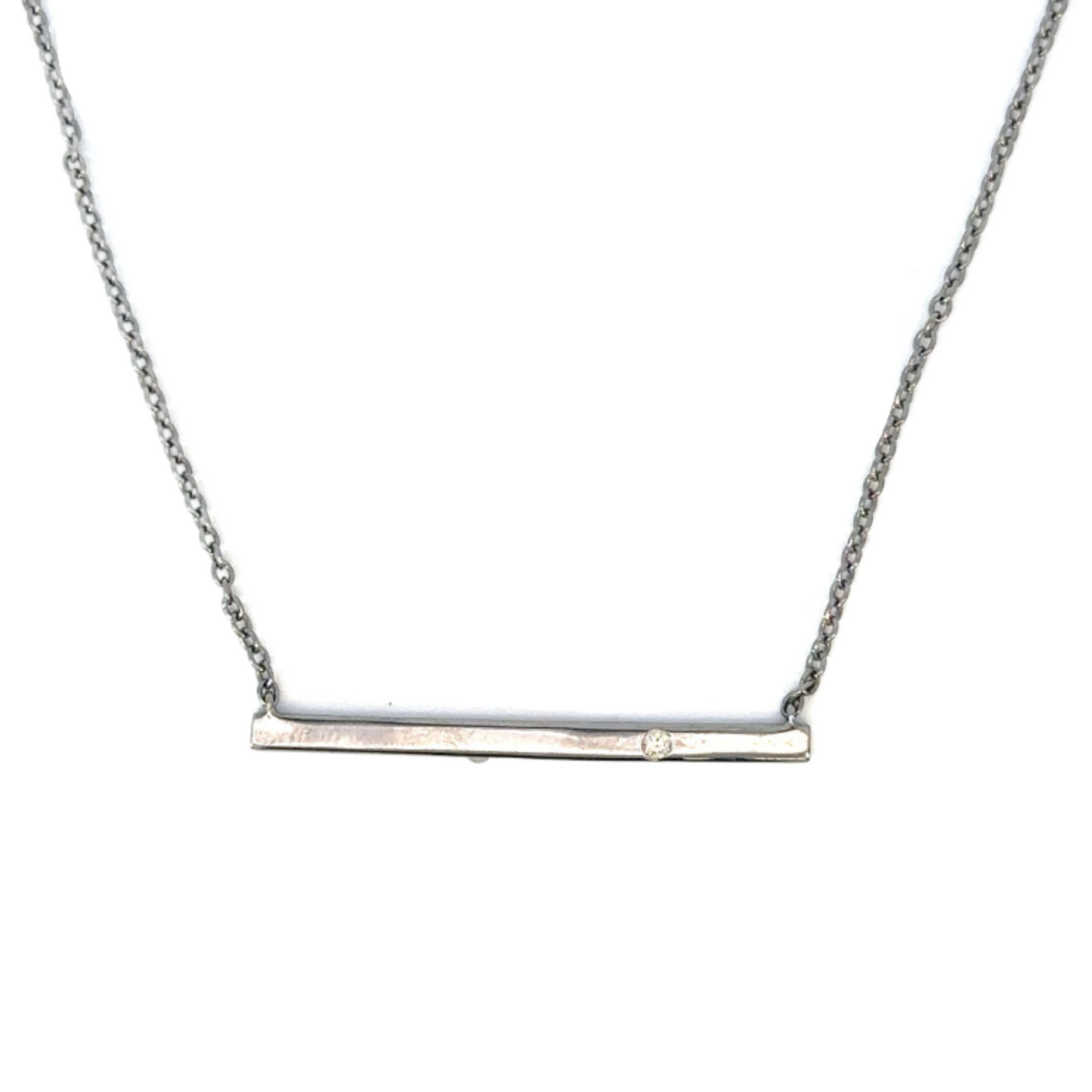 Plain Bar Necklace with Single Diamond