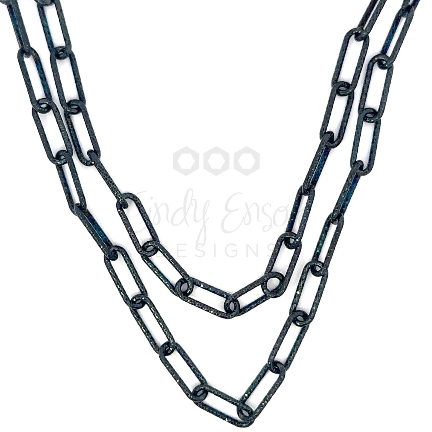 Plated Diamond Cut Paper Clip Necklace