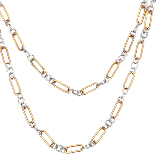 Yellow and White GF Vintage Style Paper Clip Chain Necklace