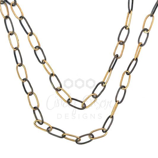Plated Rounded Oval Link Necklace