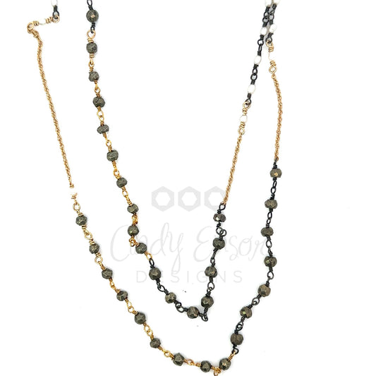 Mixed Pyrite and Pearl Necklace
