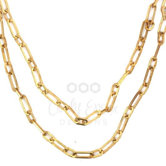 Plated Alternating Paper Clip Link Necklace