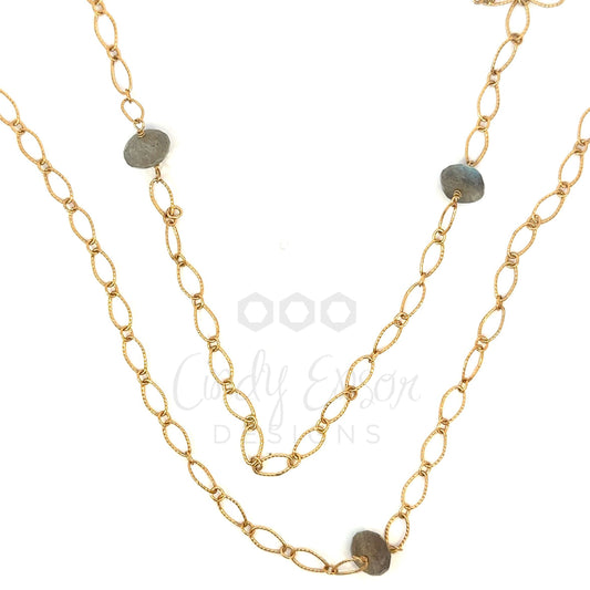 Gold Filled Oval Link Necklace with Labradorite Accents