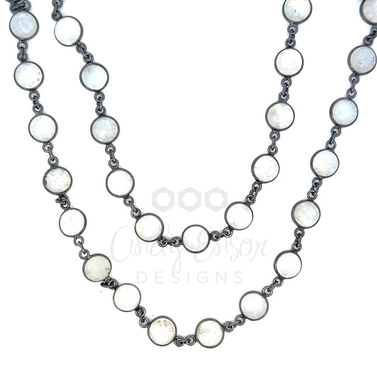 Bezeled Circle Moonstone Necklace