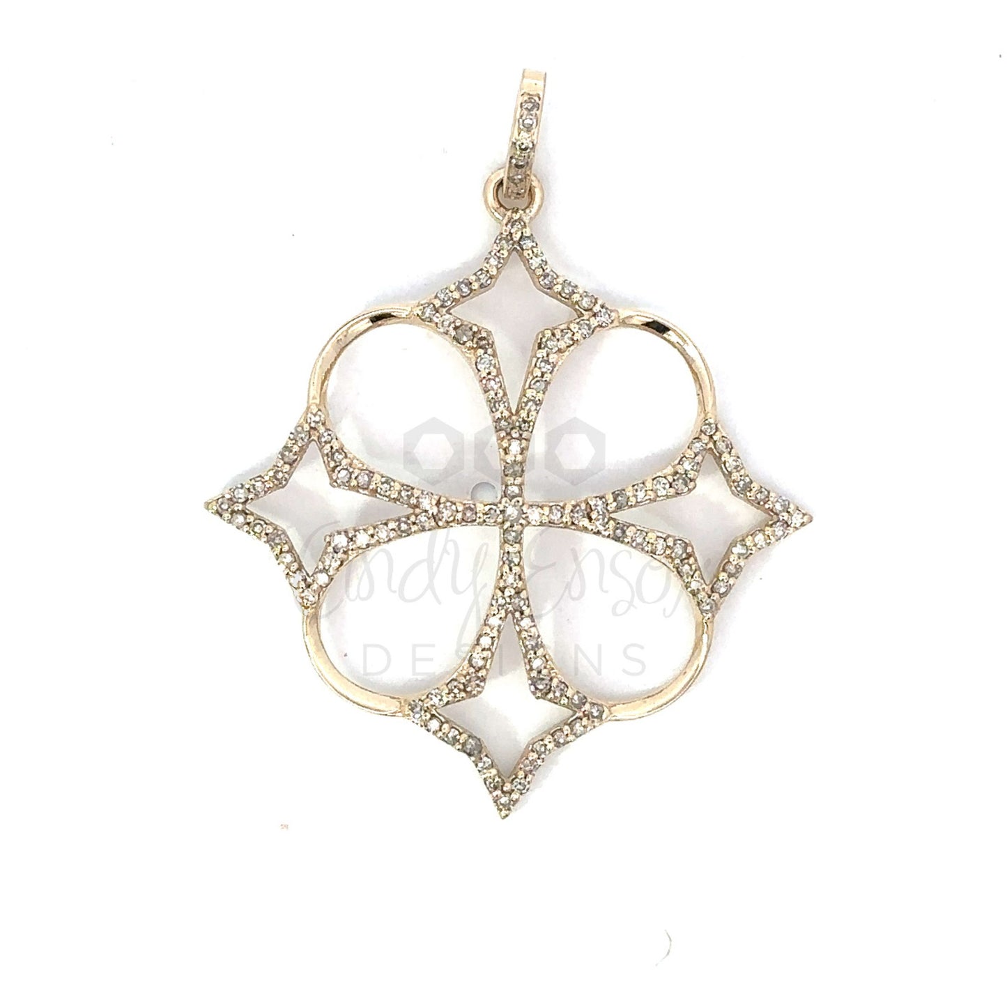 Pave Diamond Open Clover Cross Pendant