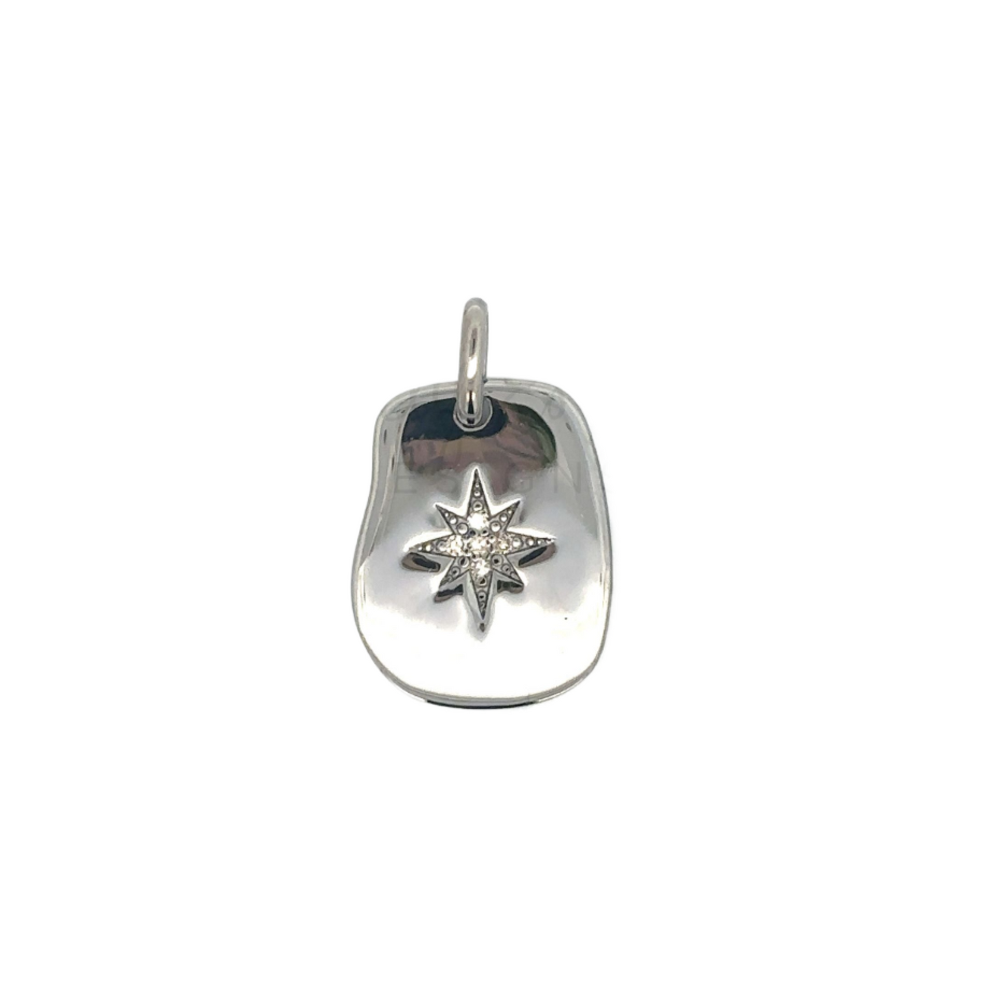 Organic Dog Tag Pendant with Pave Diamond Star