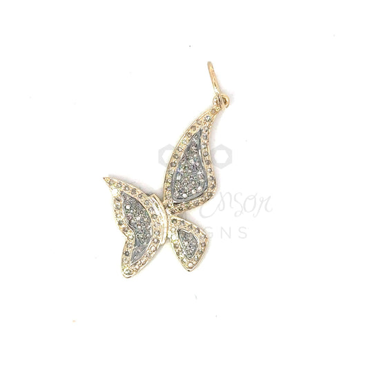 Tilted Pave Diamond Butterfly Pendant