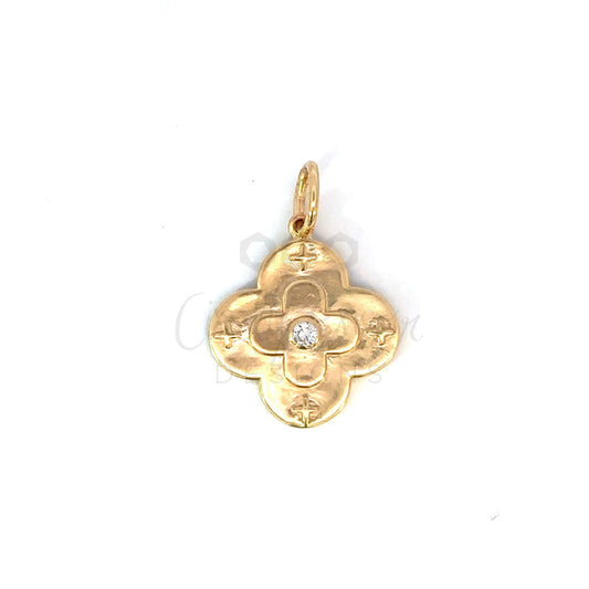 Clover and Cross Pendant with Diamond Center