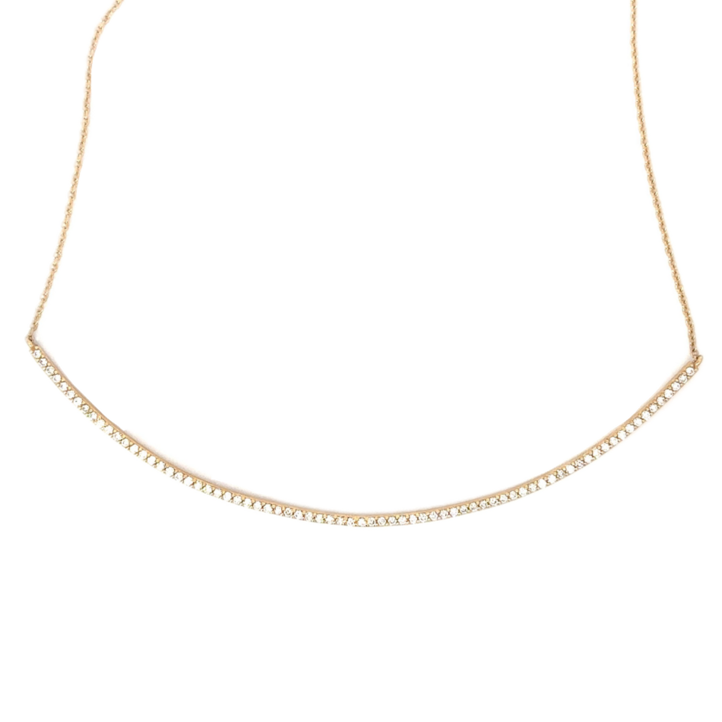 Pave Diamond Smile Bar Necklace