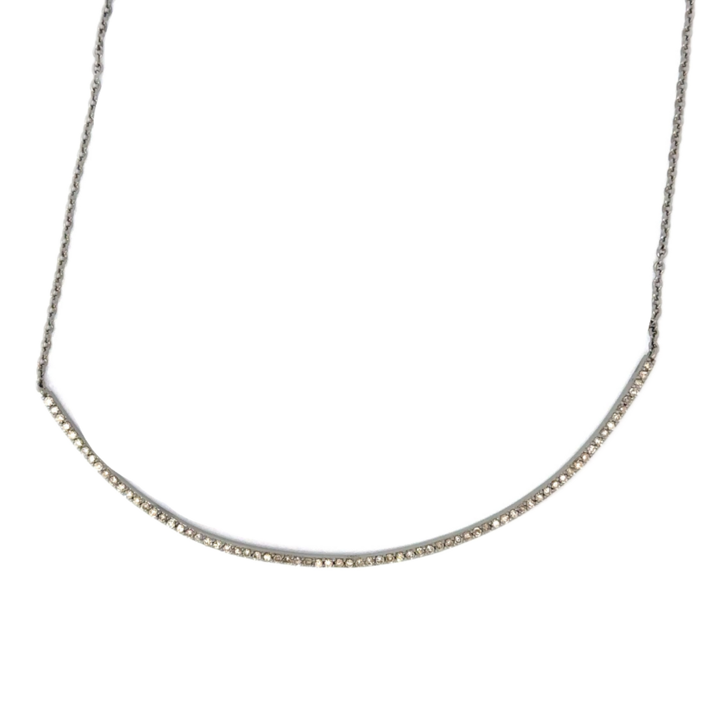 Pave Diamond Smile Bar Necklace