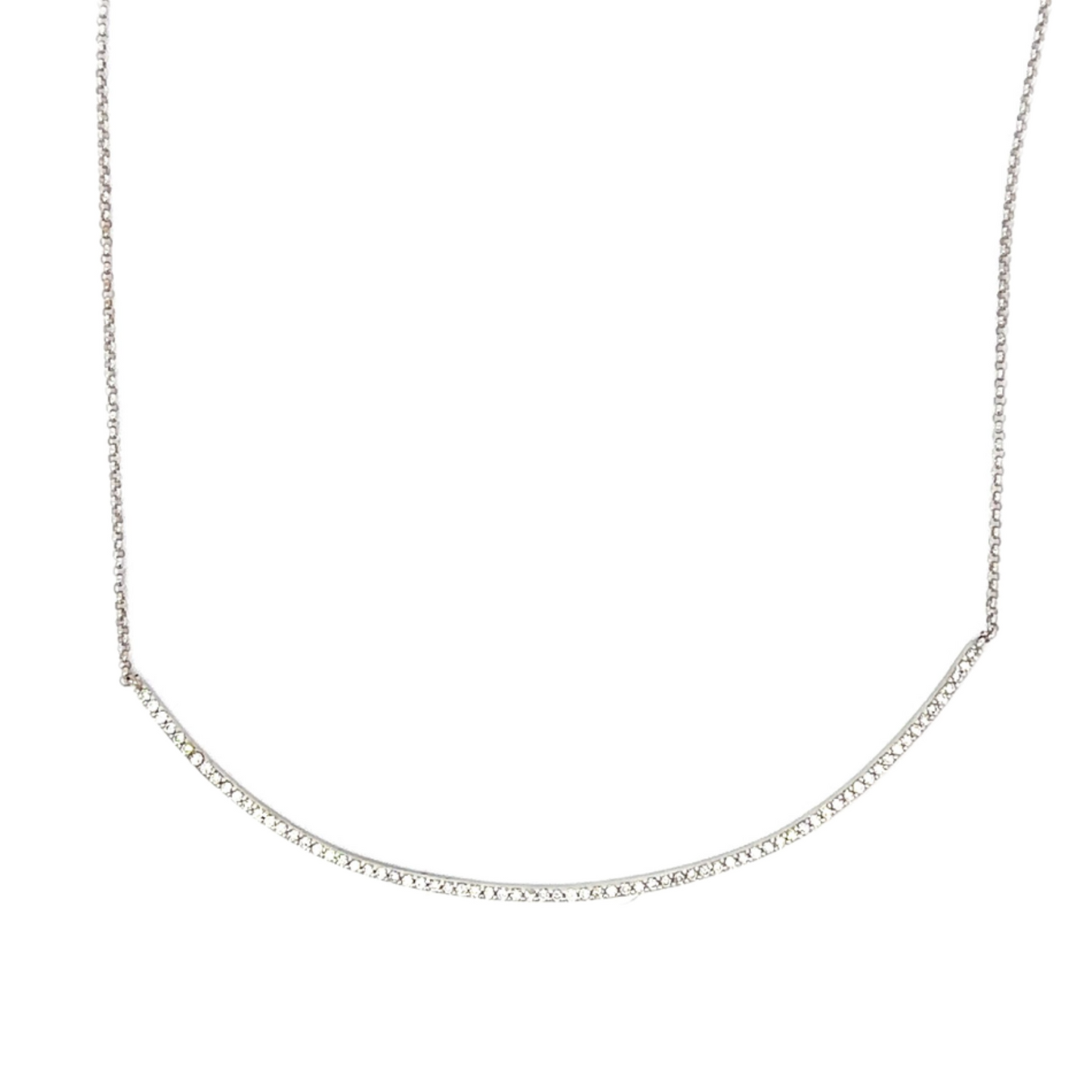 Pave Diamond Smile Bar Necklace