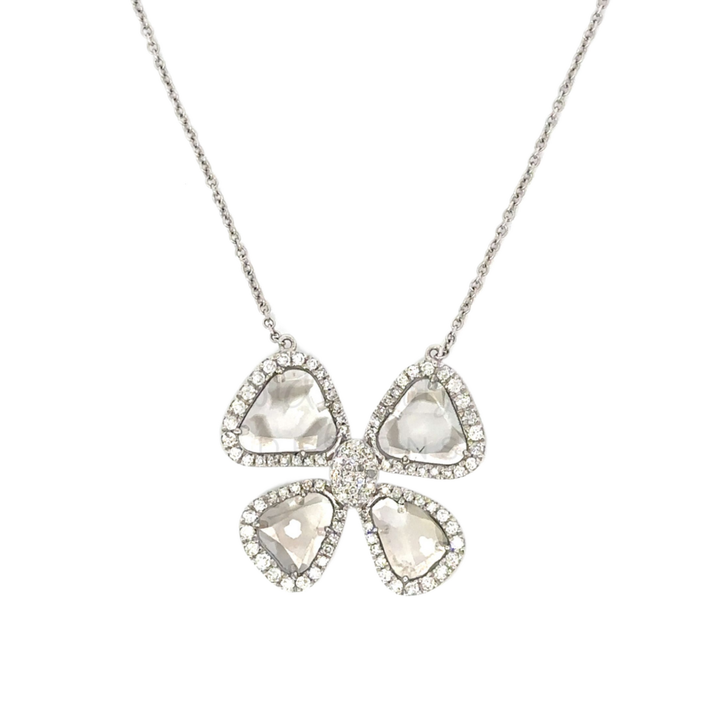 Sliced Diamond Butterfly Necklace