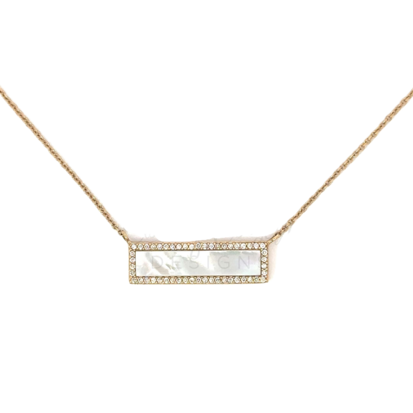 Rectangle Enamel Necklace with Pave Diamond Border