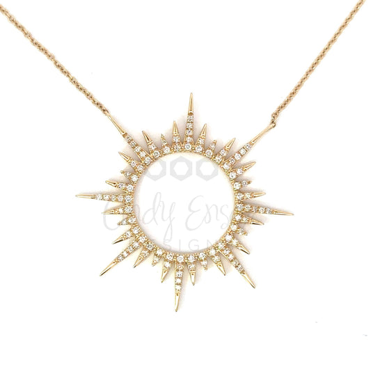 Open Sunburst Necklace with Pave Diamonds