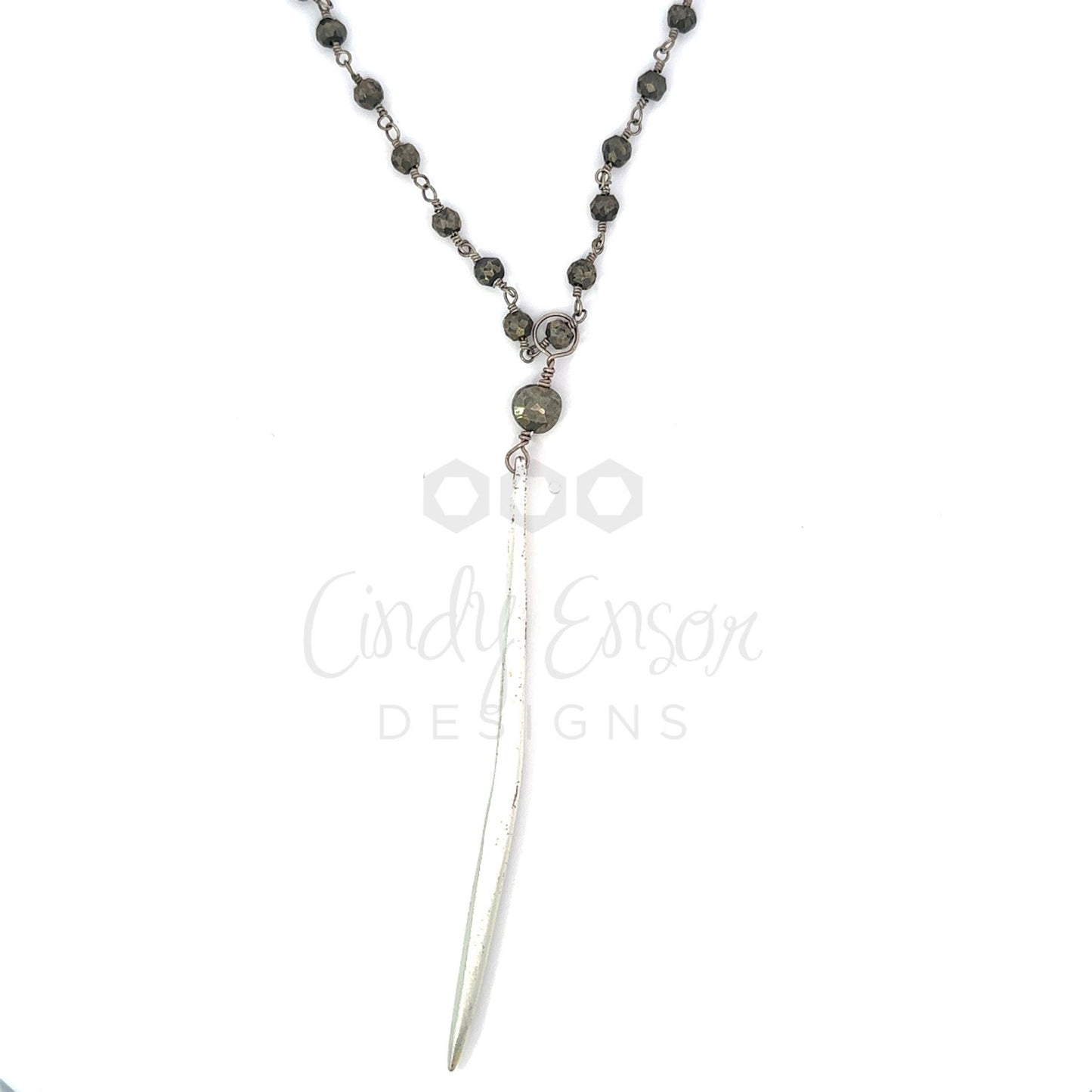 Long Pyrite Single Spike Necklace