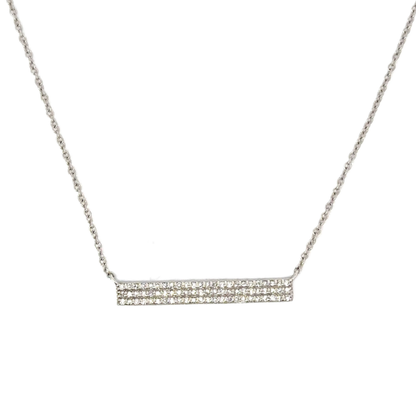 Triple Row Pave Diamond Bar Necklace