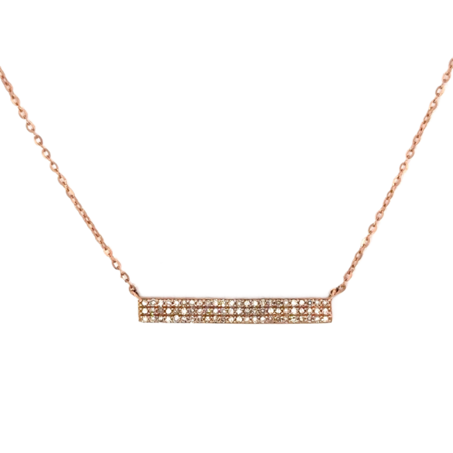 Triple Row Pave Diamond Bar Necklace