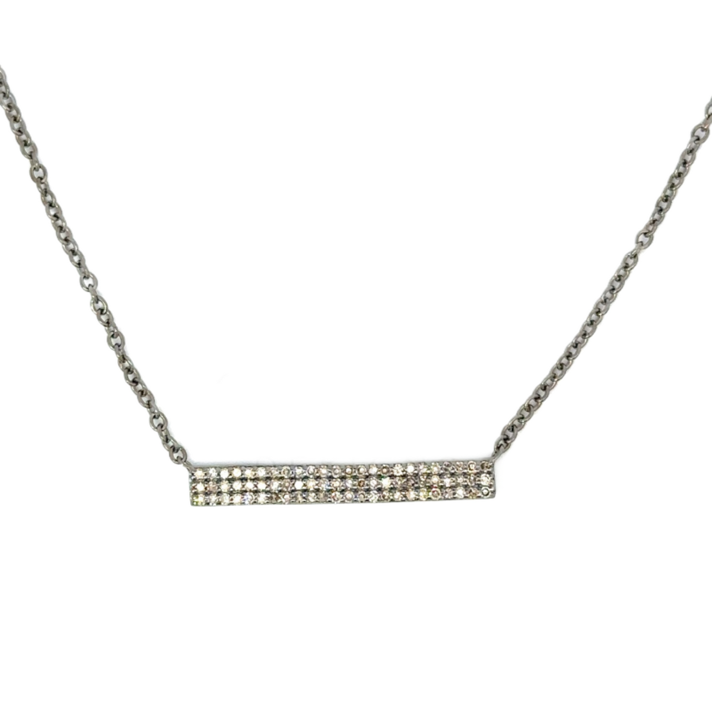 Triple Row Pave Diamond Bar Necklace