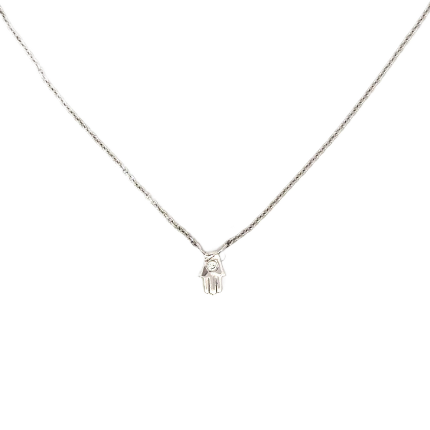 Bezeled Diamond Hamsa Hand Necklace