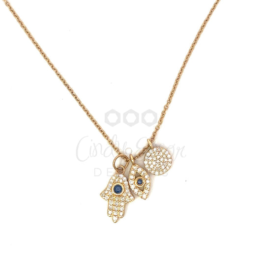 Triple Pave Diamond Charm Necklace