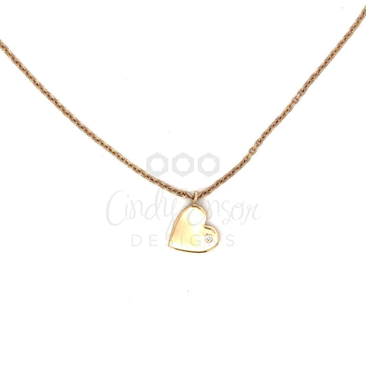 Tilted Heart Necklace with Bezeled Diamond