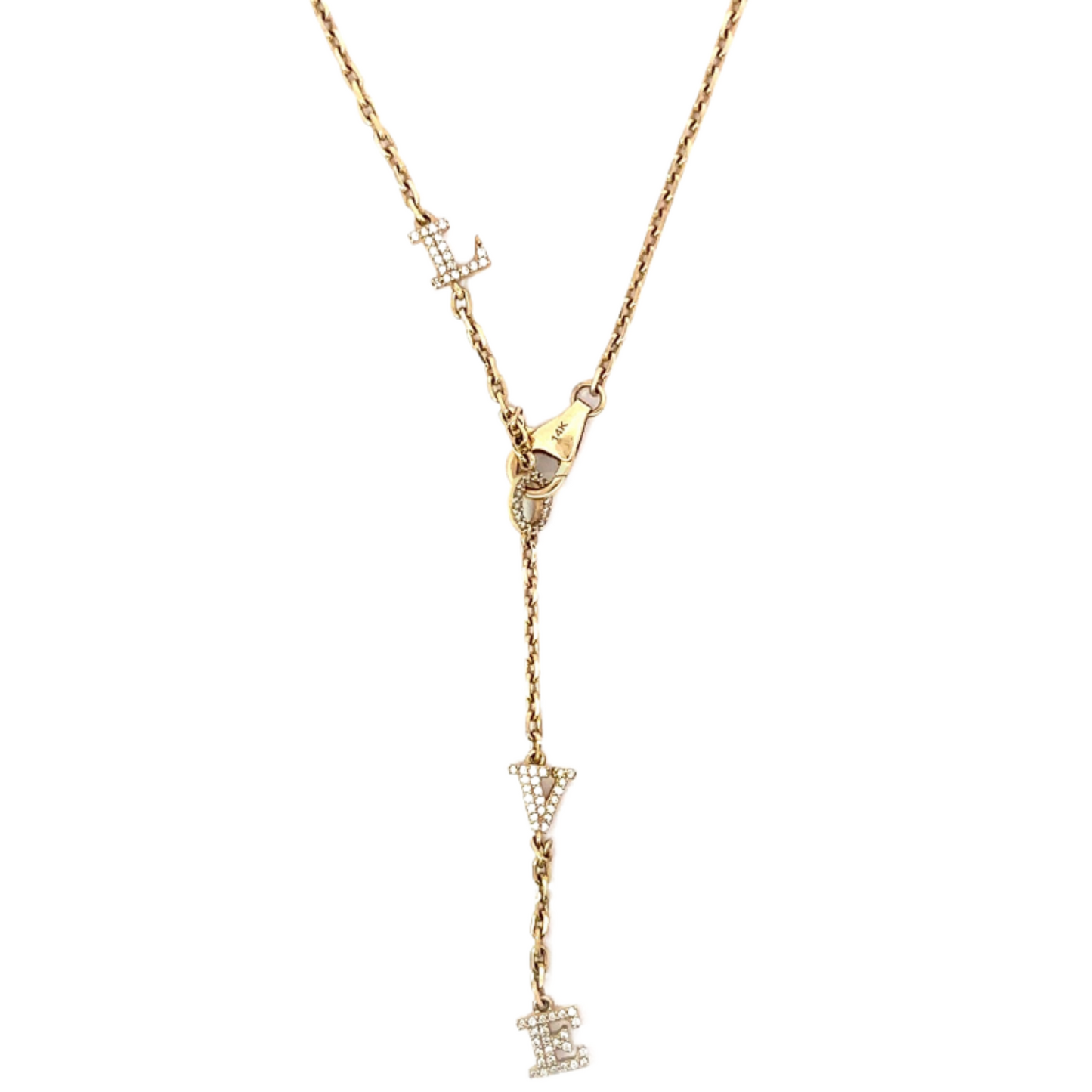 Pave Diamond L-O-V-E Lariat Necklace