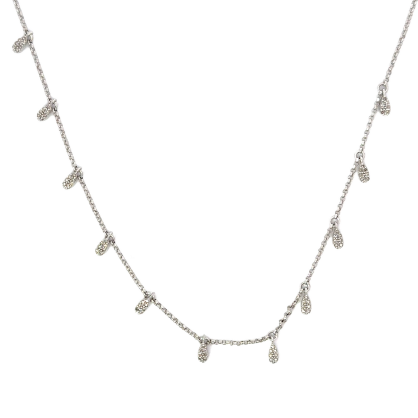Pave Diamond Multi Tear Drop Station Necklace
