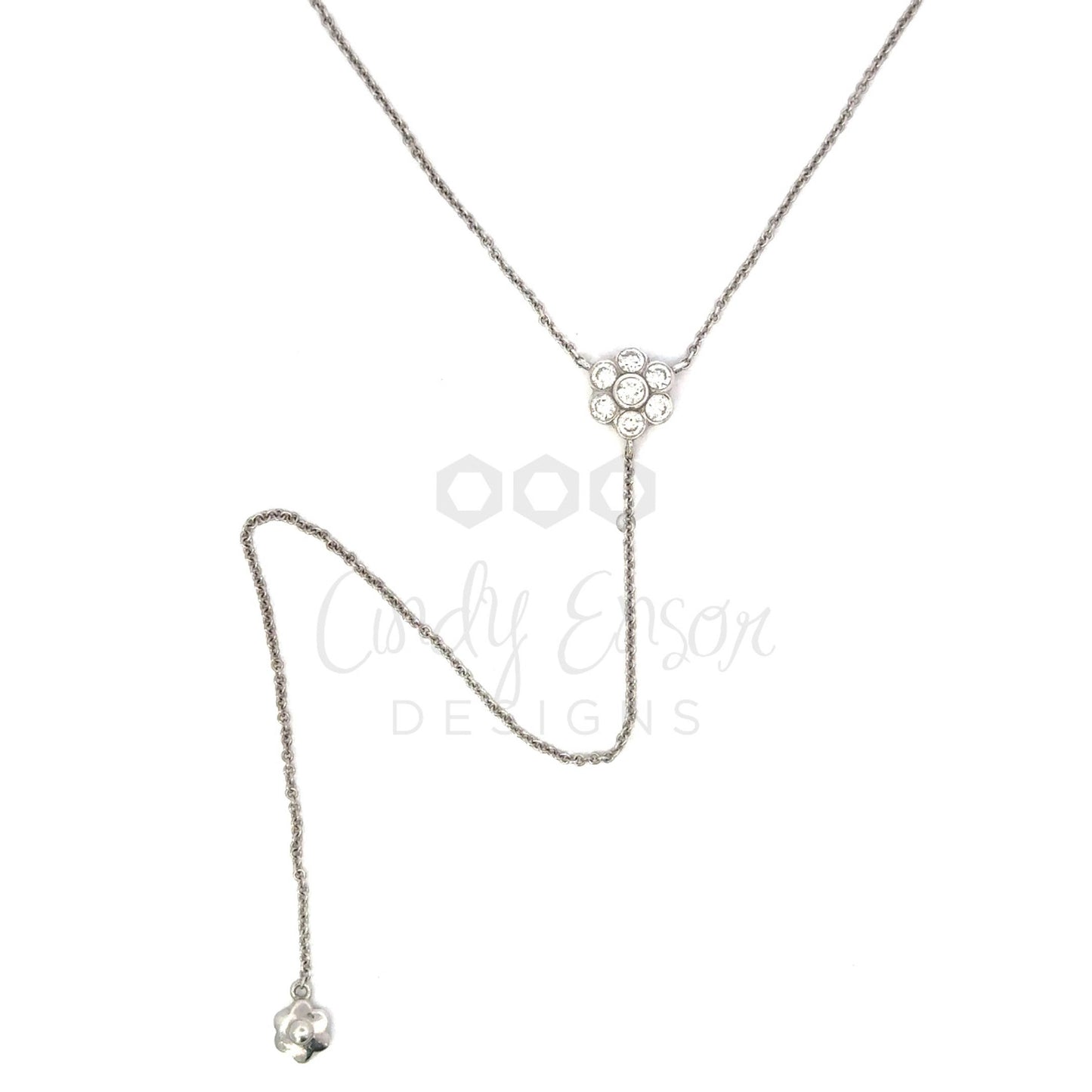Y-Drop Diamond Flower Necklace