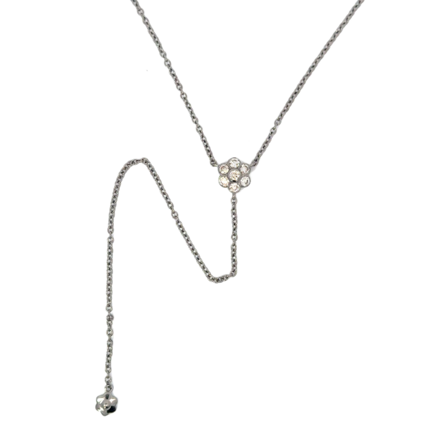 Y-Drop Diamond Flower Necklace