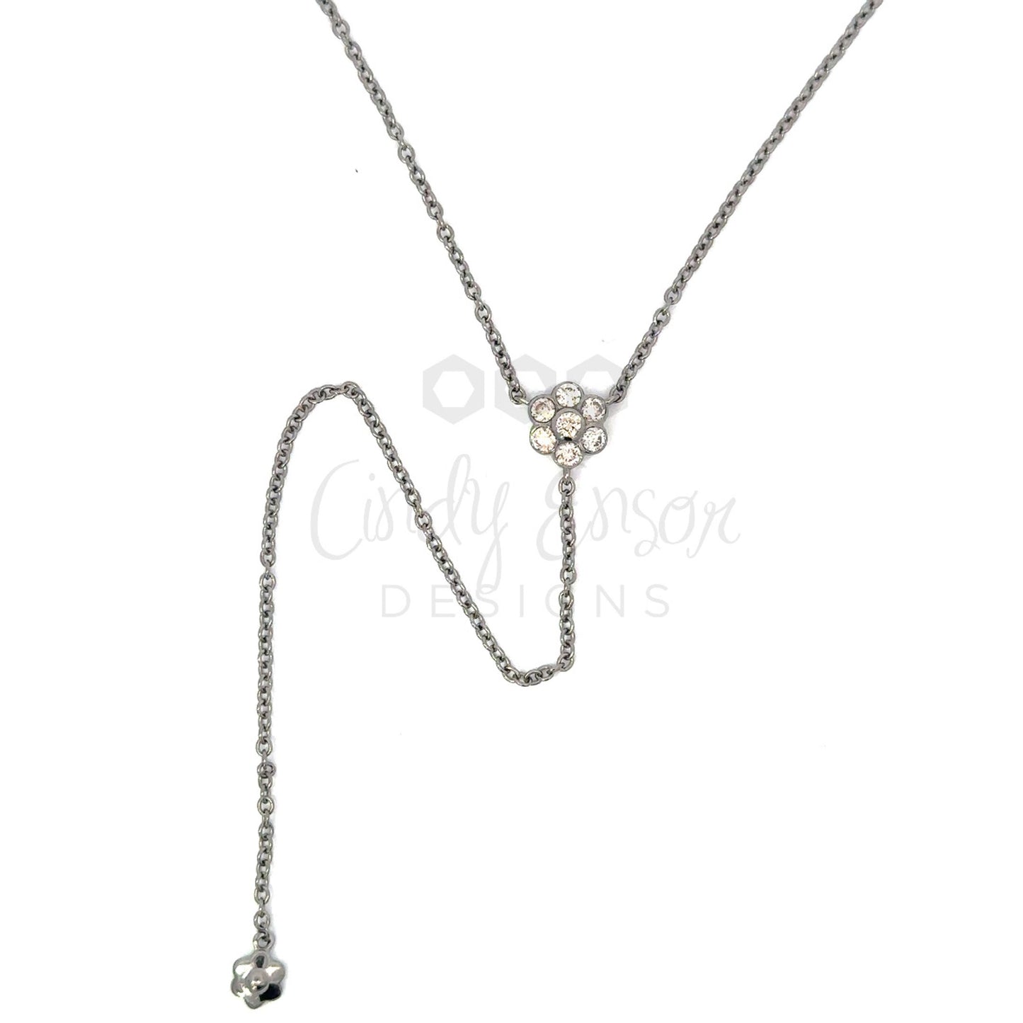 Y-Drop Diamond Flower Necklace