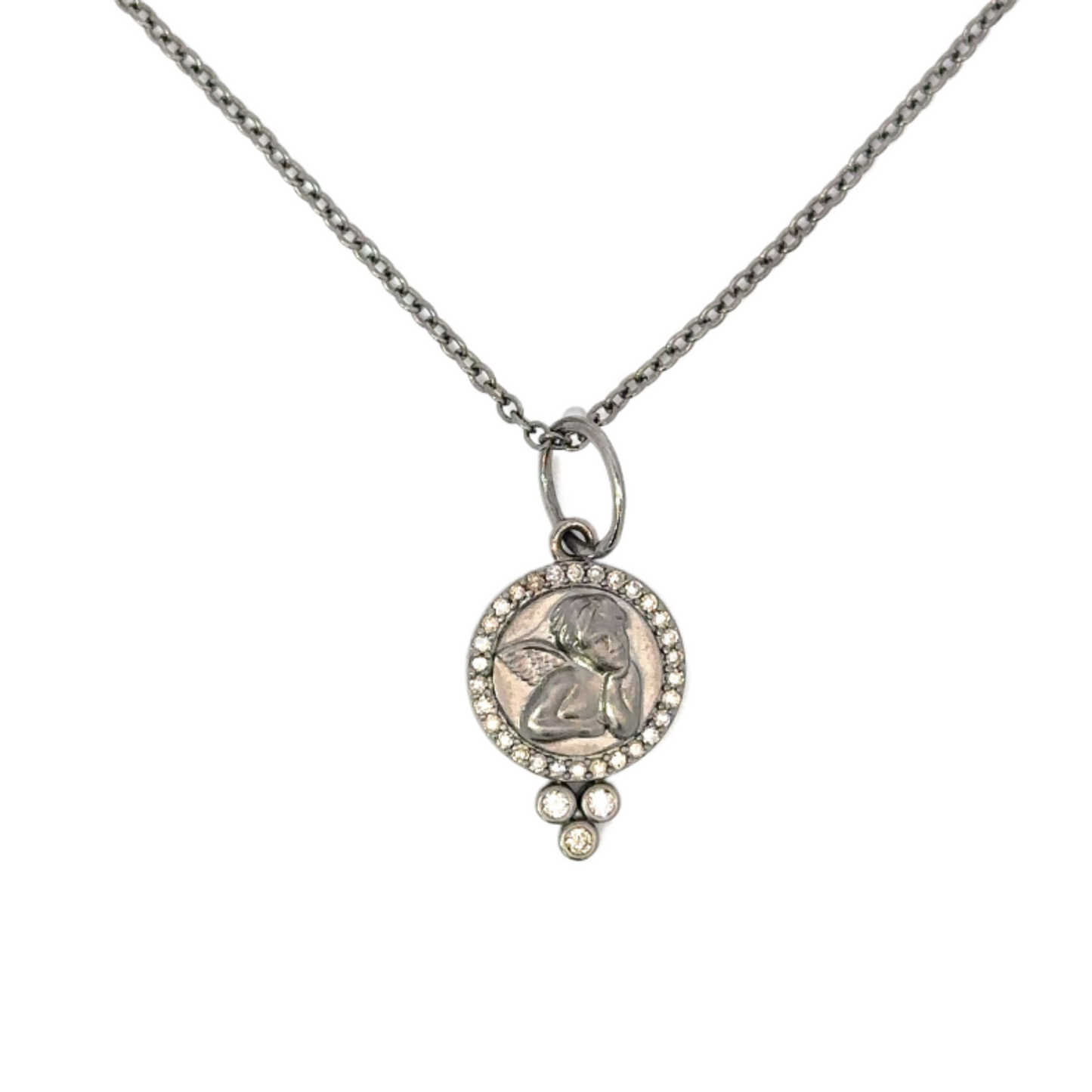 Cherub Pendant Necklace with Diamond Accents