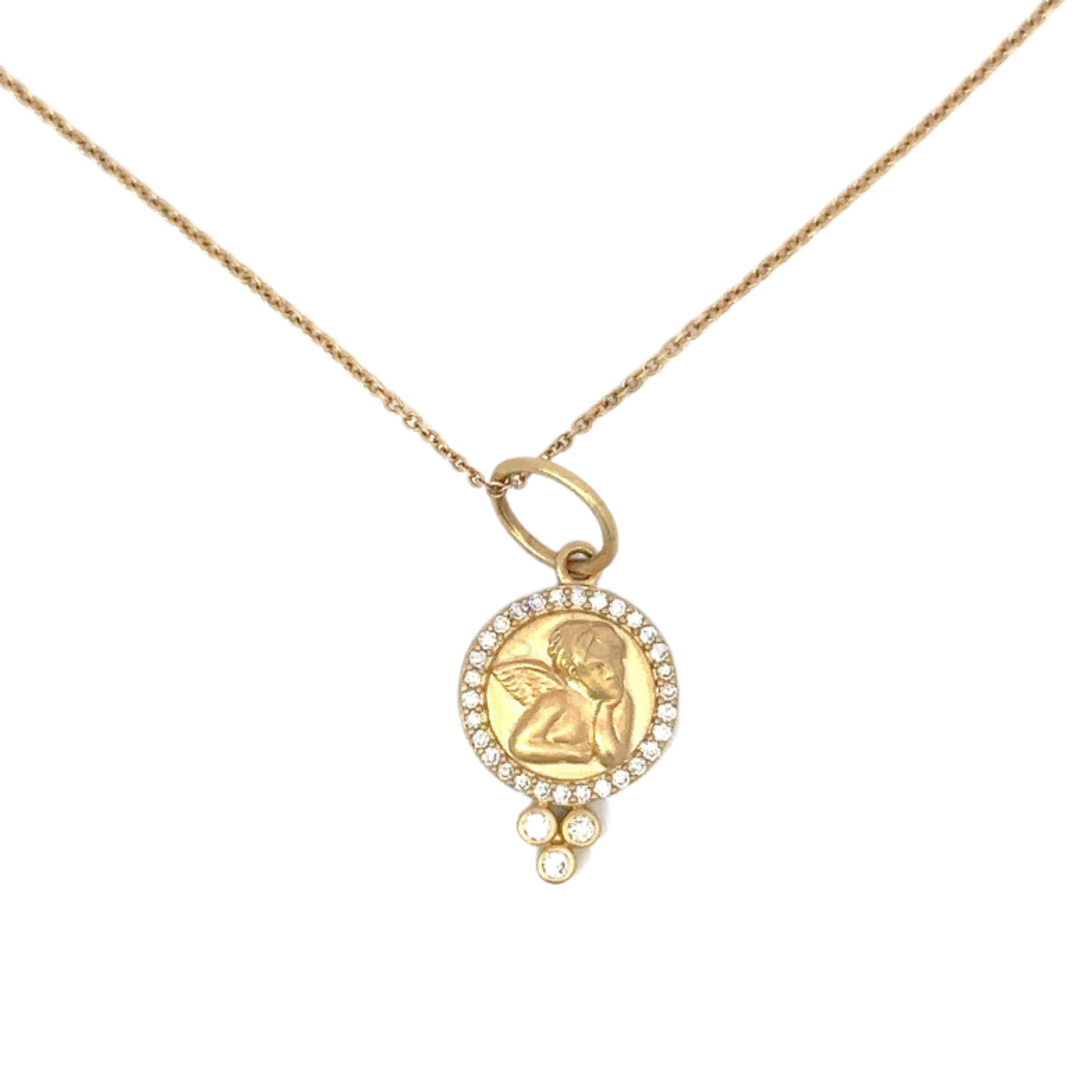 Cherub Pendant Necklace with Diamond Accents