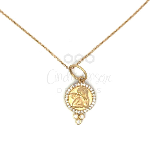 Cherub Pendant Necklace with Diamond Accents
