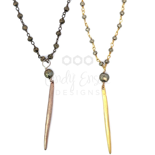 Pyrite Single Spike Necklace