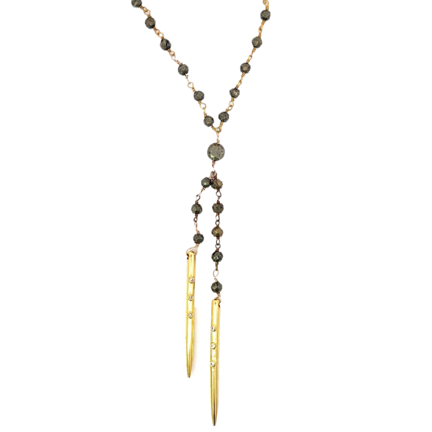 Double CZ Spike Y-Drop Necklace