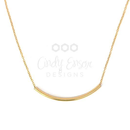 Gold Filled Tiny Curved Bar Necklace
