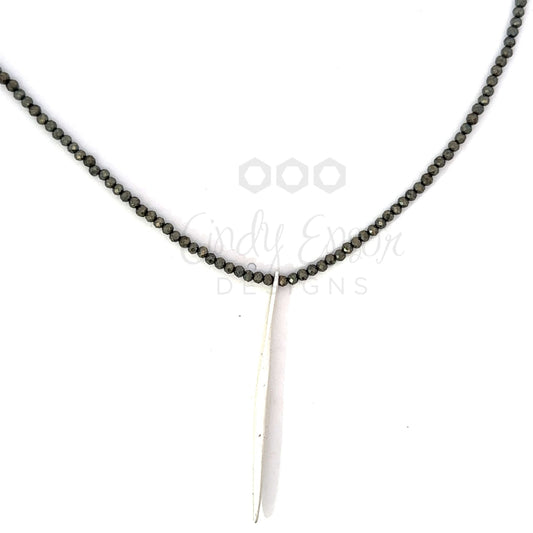 Beaded Pyrite Necklace with Spike