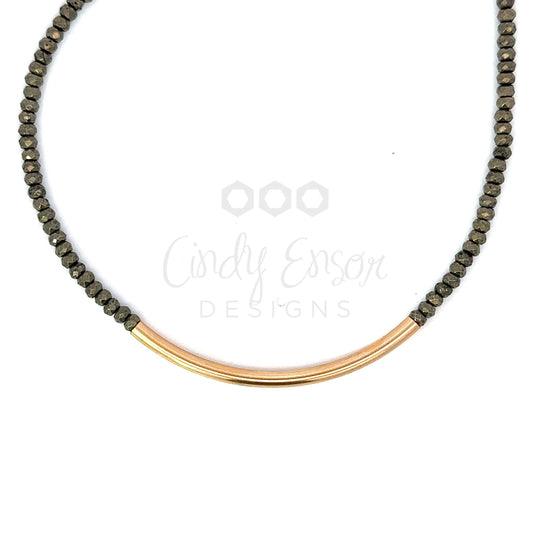 Strung Pyrite Necklace with Bar