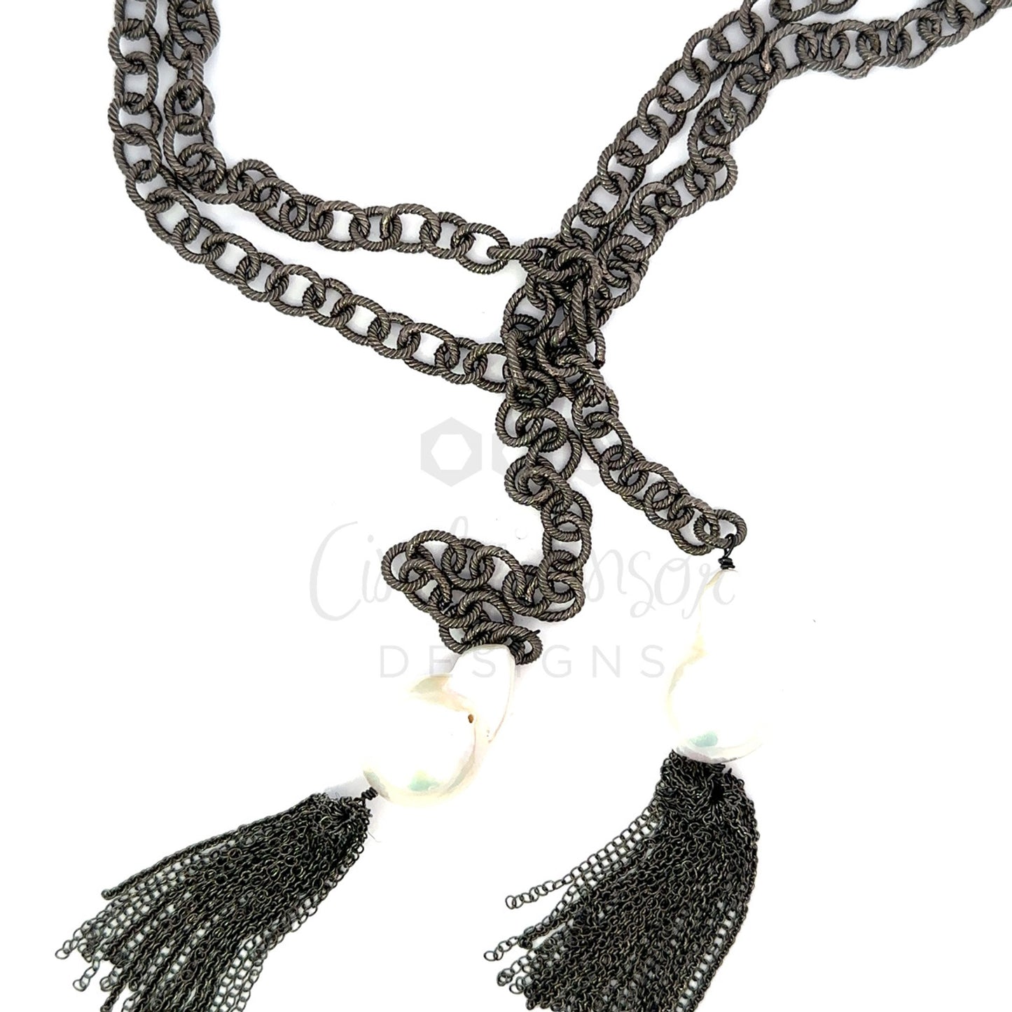 Baroque Pearl and Tassel Lariat Necklace