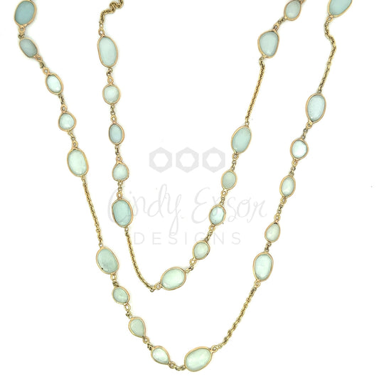 Bezeled Organic Shaped Aquamarine Necklace