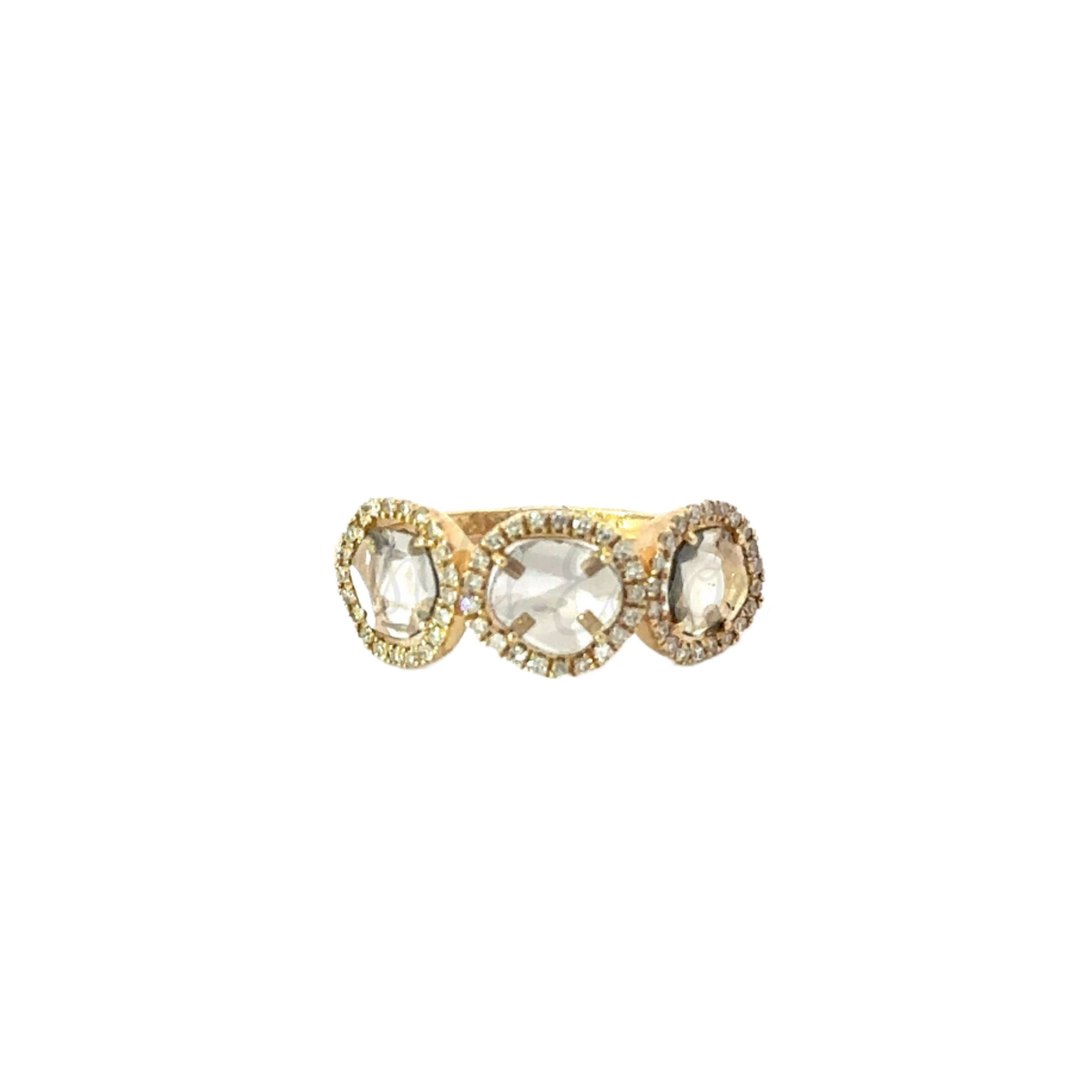 Triple Sliced Diamond Ring with Pave Border