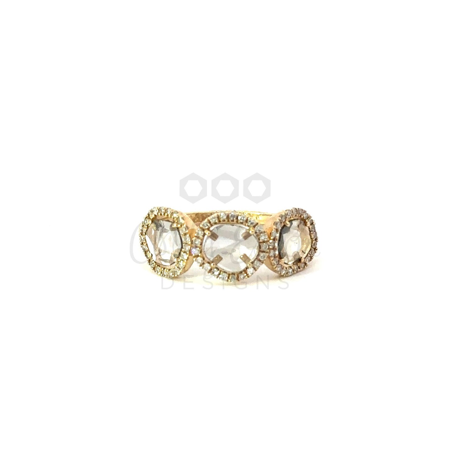 Triple Sliced Diamond Ring with Pave Border