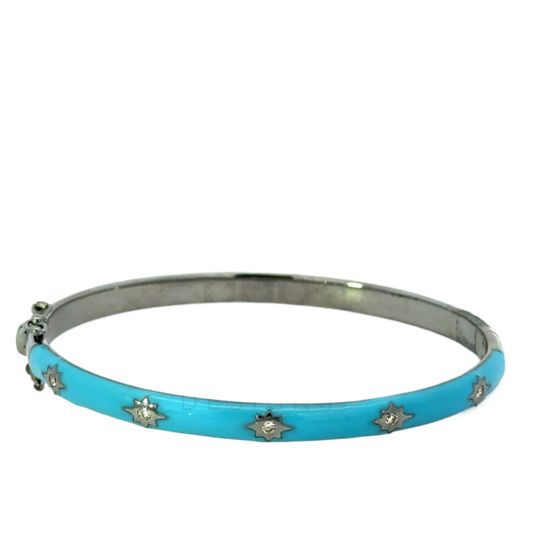 Sterling Silver Star Diamond Enamel Bracelet