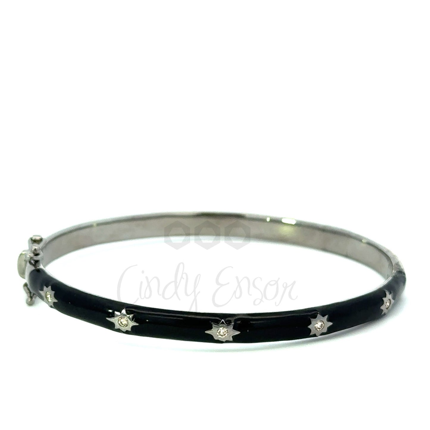 Sterling Silver Star Diamond Enamel Bracelet