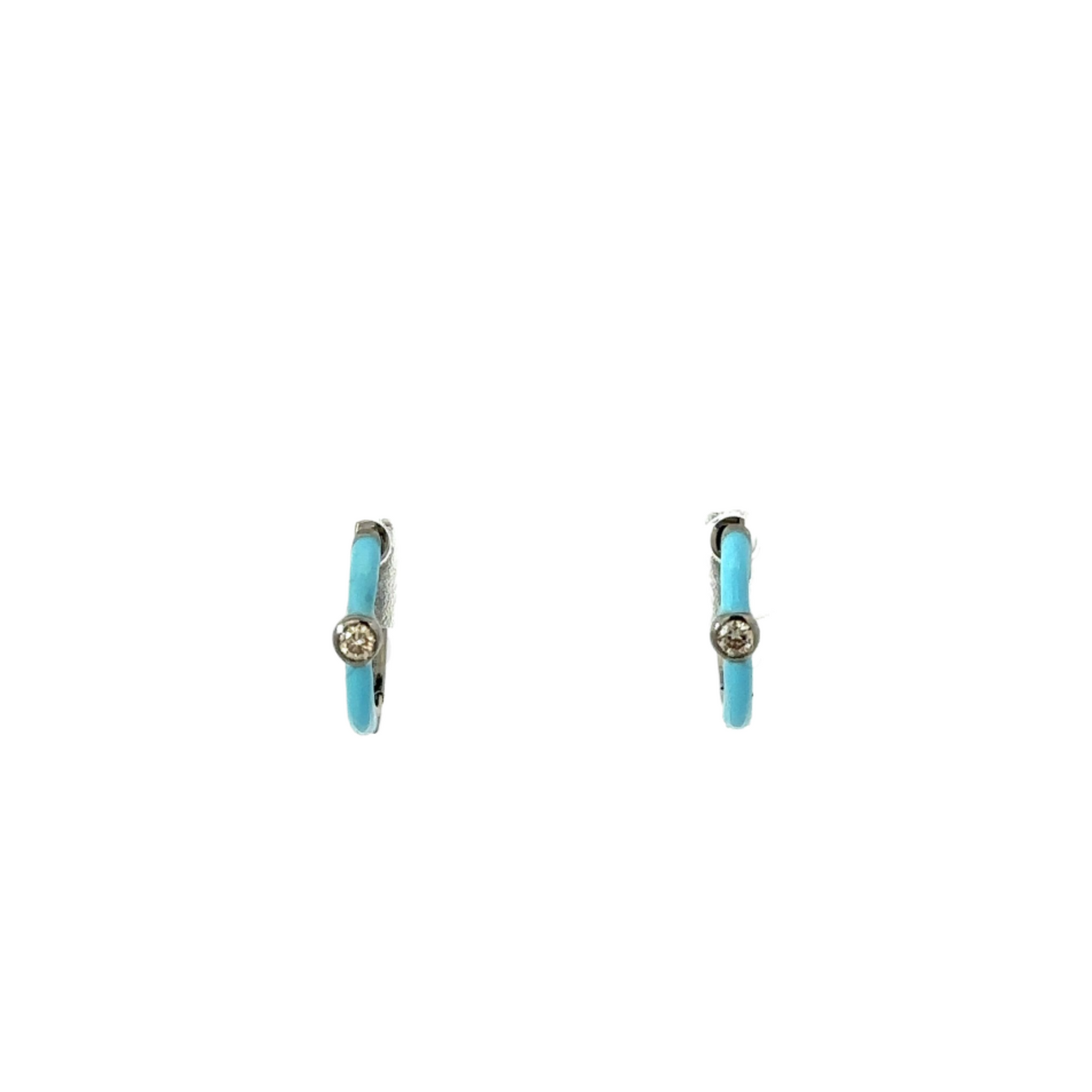Enamel Huggie with Single Bezeled Diamond
