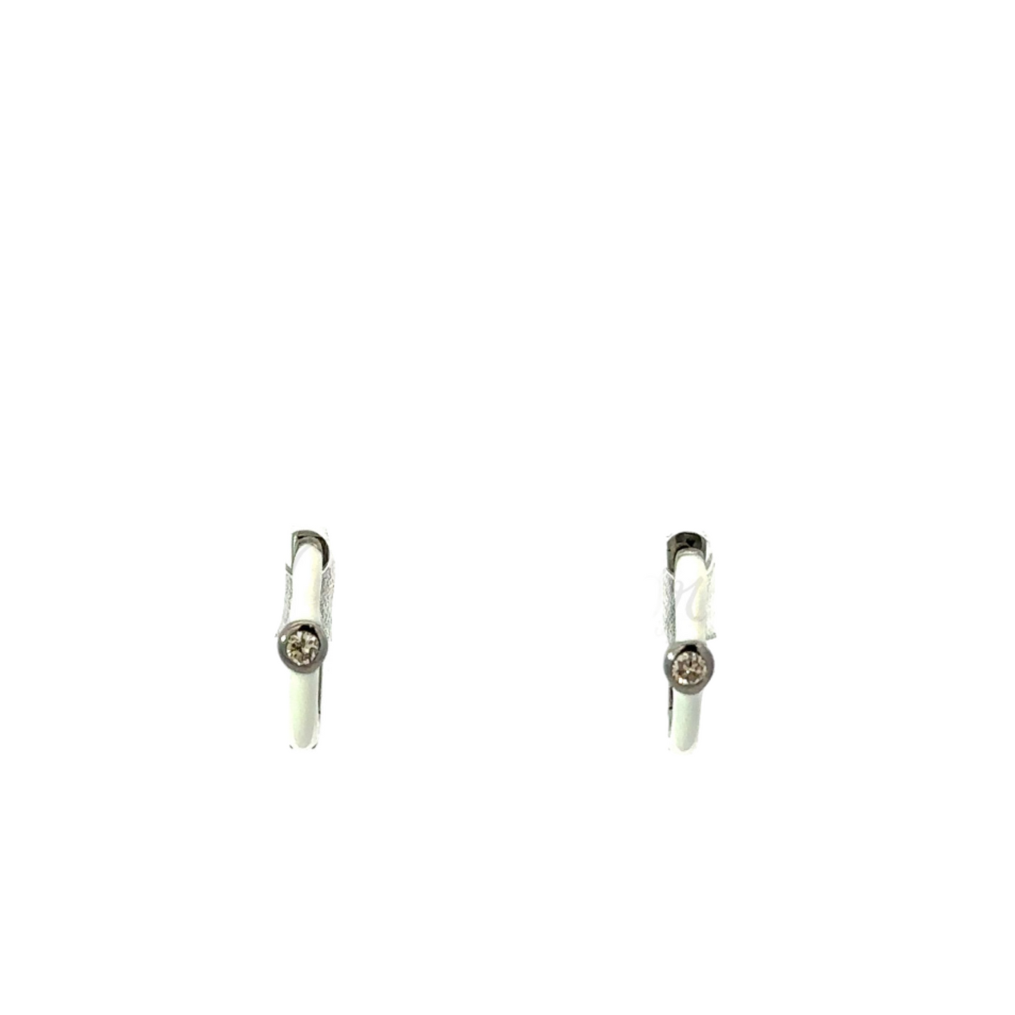 Enamel Huggie with Single Bezeled Diamond