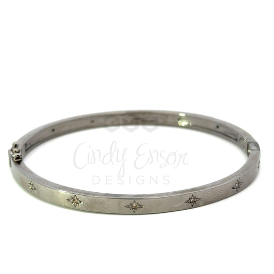 Sterling Silver Bracelet with Diamond Star Accents