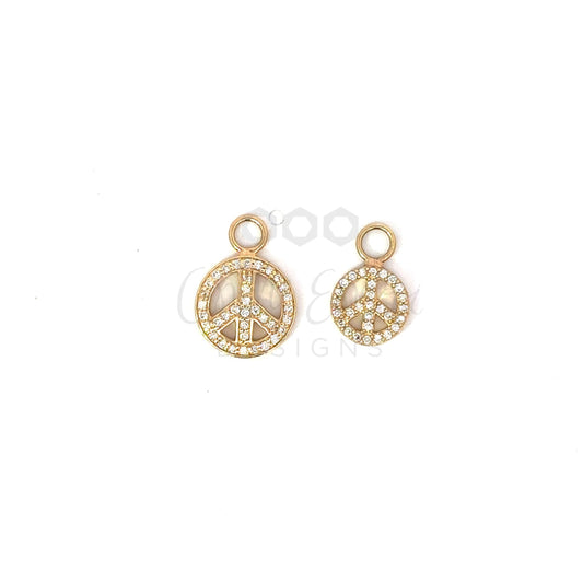 Pave Diamond Peace Sign Earring Charm