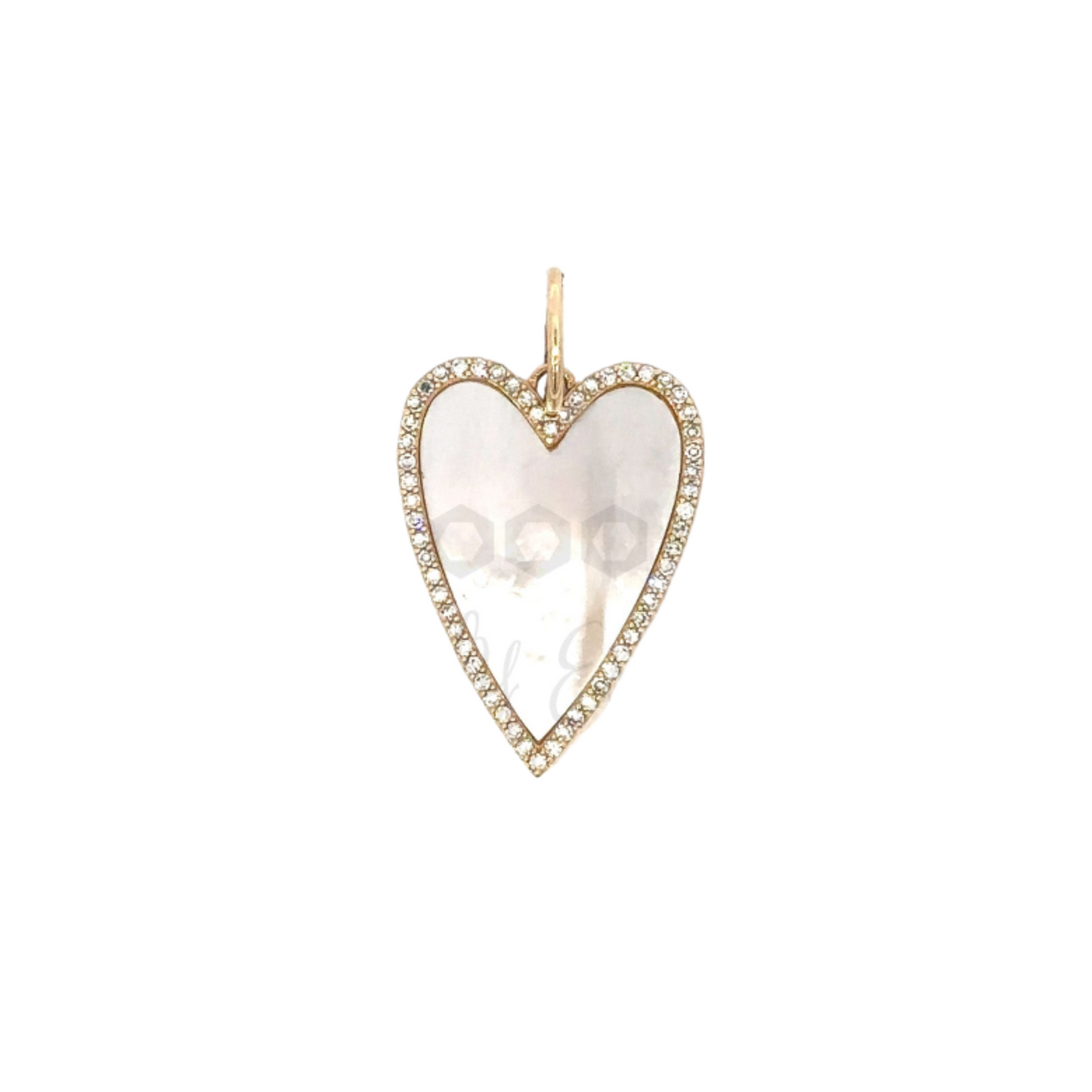 Mother of Pearl Pave Diamond Heart Pendant