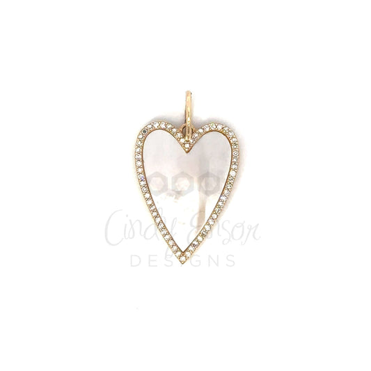 Mother of Pearl Pave Diamond Heart Pendant